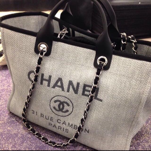 chanel black canvas tote