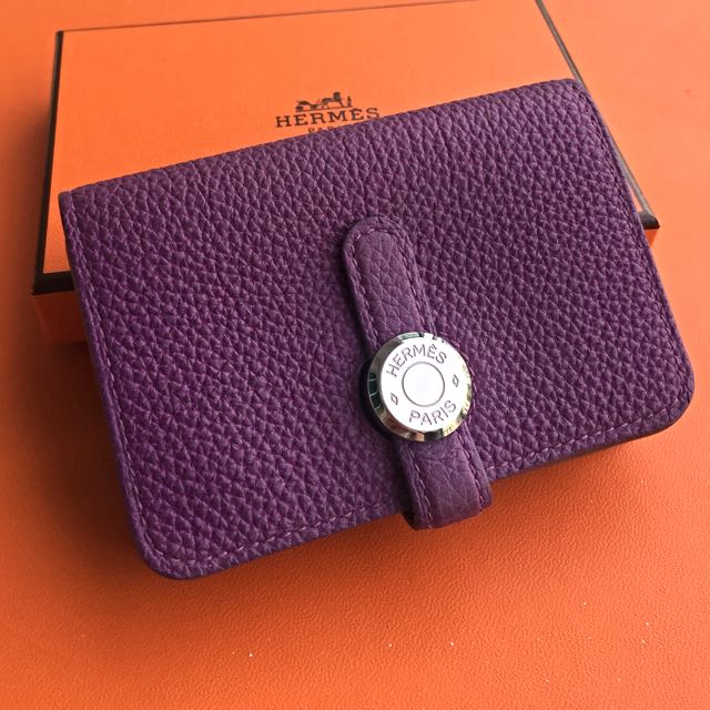 Hermes Dogon Card Holder (Anemone), Luxury, Bags & Wallets on Carousell