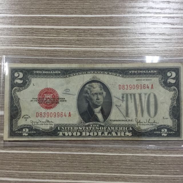 1928-G $2 Bill Red Seal United States Paper Currency, Hobbies ...