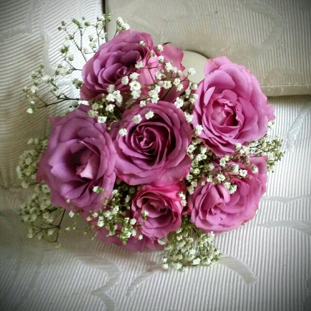 Wedding Bridal Rom Hand Bouquet Purple Roses Fresh Flowers Health Beauty On Carousell