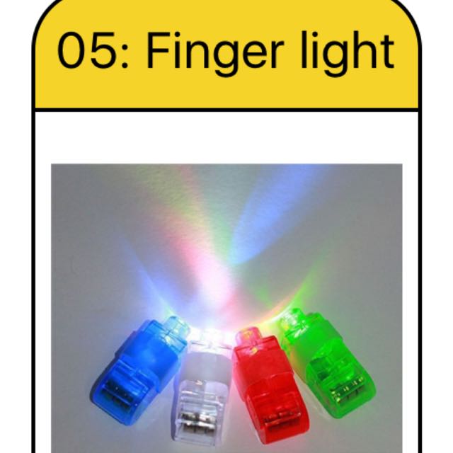 1 set of (4 LEDs) finger lights, Light up laser finger beams,Party KTV Bar Gift,XMAS Decoration, Birthday Party Celebration (Category: Occasions & Party Supplies) located in Singapore. Submitted by mycid (Listing ID 20056598, Image 1). Description: .