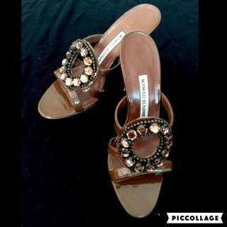 BN Manolo Blahnik jeweled high-heel sandals sz36