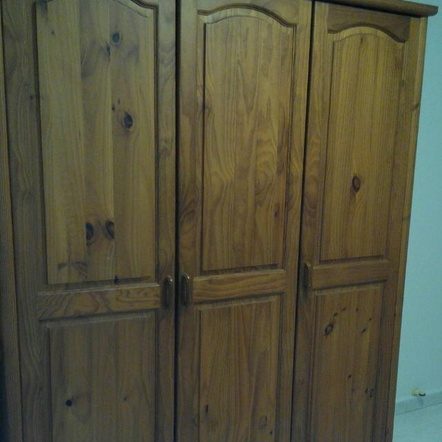 3 Door Solid Pine Wardrobe Measurements In Cm Height 198 Width