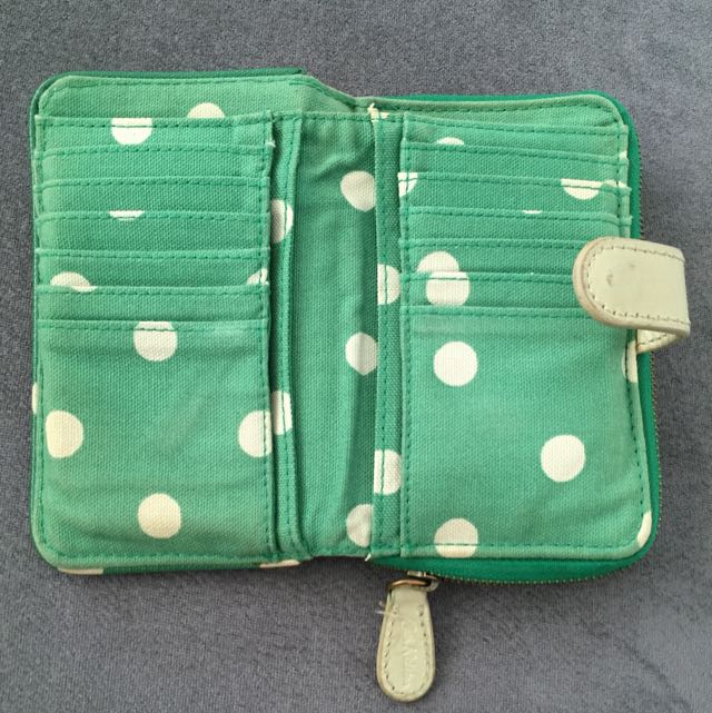 Authentic Cath Kidston Green Polka Dot Folio Wallet