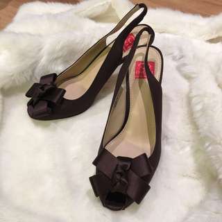 Oscar De La Renta Satin Sling backs With Bow Detail