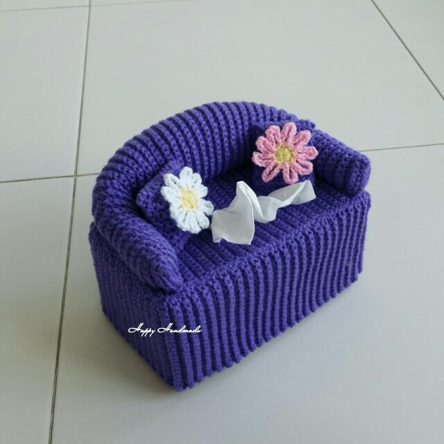Cosy Couch Tissue Box Cover Handmade Crochet Design Craft On
