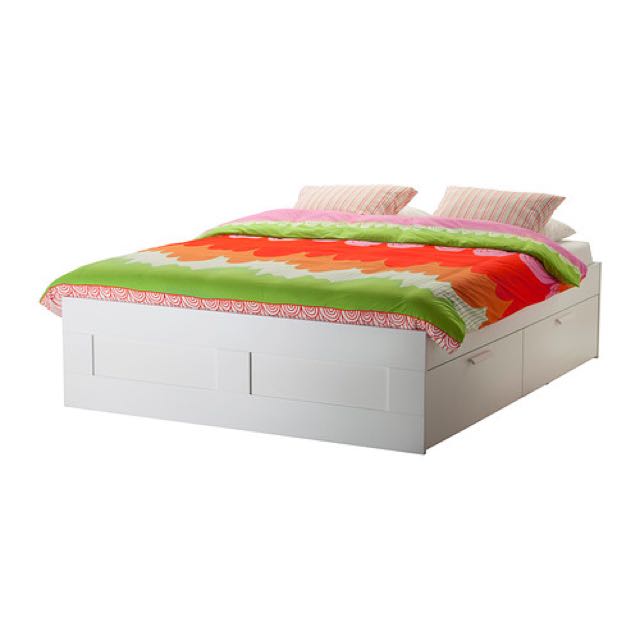 Ikea Brimnes Queensize Bed Frame With Storage White