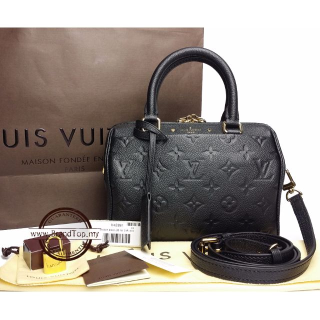 BRAND NEW Louis Vuitton Noir Empreinte Speedy Bandouliere 20 M42397, Luxury on Carousell