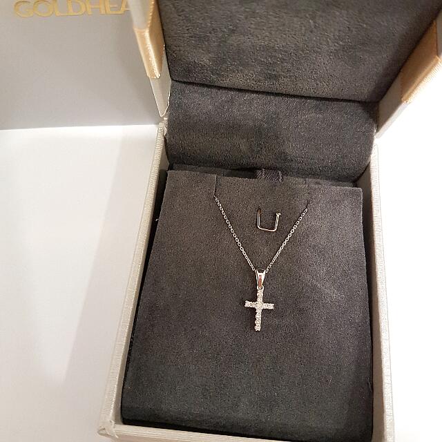 Goldheart Diamond Cross Pendant White Gold