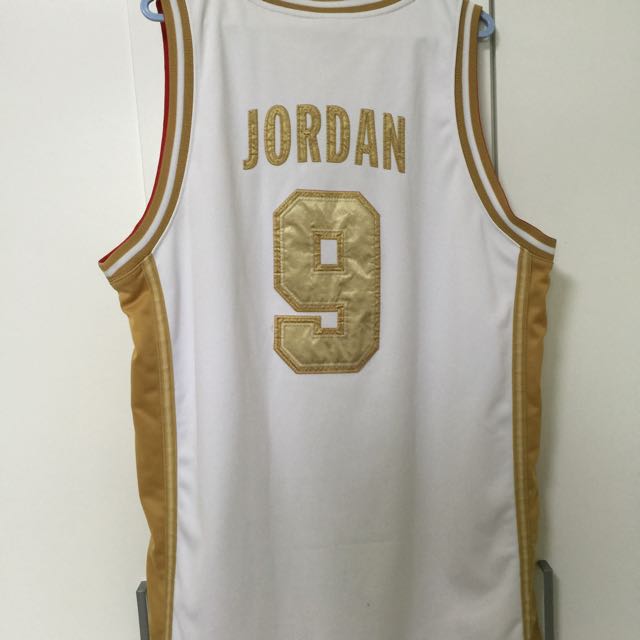 white and gold jordan jersey