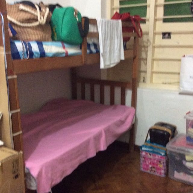 Solid Wood Double Decker Bed Frames (Category: Bed Frames & Mattresses) located in Singapore. Submitted by cosmodroid (Listing ID 59083726, Image 1). Description: .