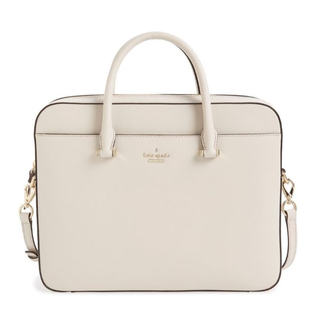 Kate Spade 13 Inch Saffiano Laptop Bag in Natural