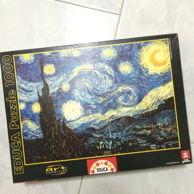 Educa borras 1000 Pieces La Noche Estrellada Vincent Van Gogh Wooden Puzzle  Blue