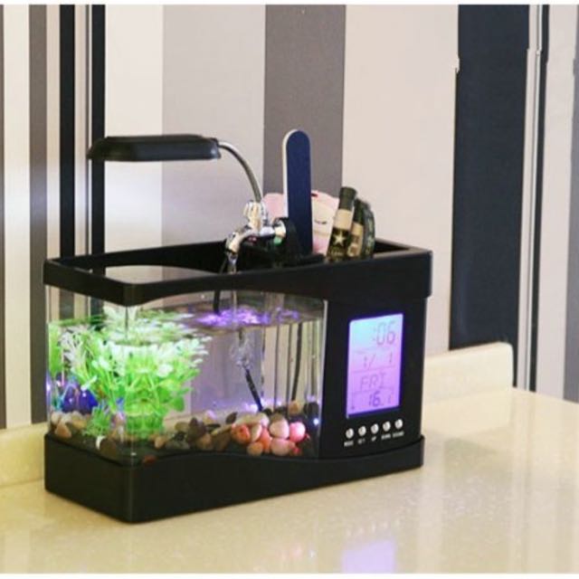 Usb Desktop Aquarium Mini Fish Tank With Running Water Electronics On Carousell