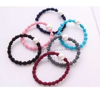 [Hair-tie] Colourful Hairtie with Pearl