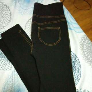 Warmth Denim Style Leggings - Black