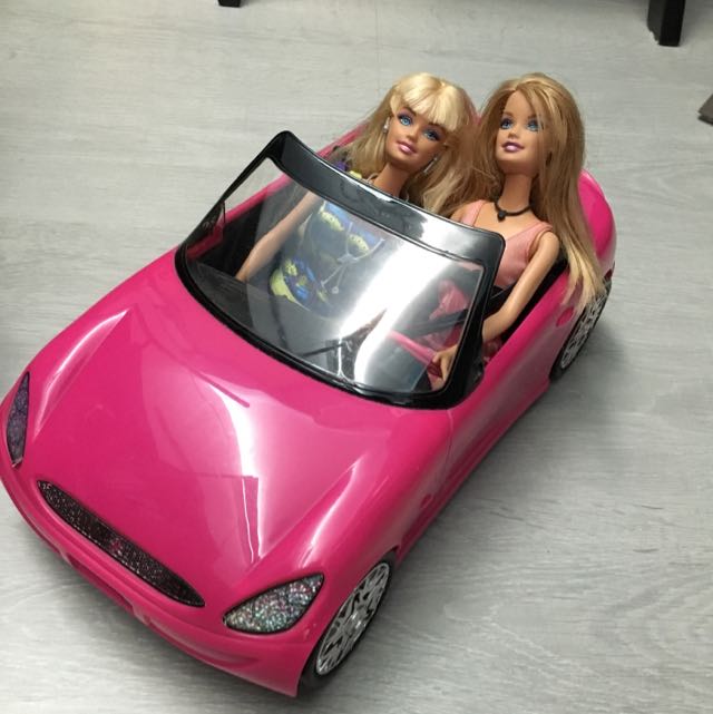 barbie in a car