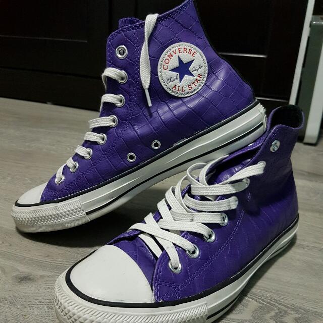 Converse Stussy Purple Leather High Cut
