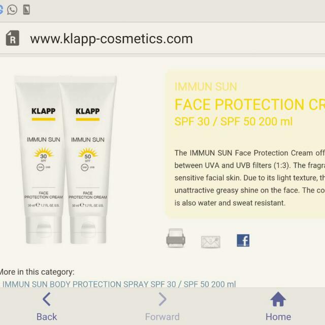 Klapp sun protection cream SPF 50. Made In Germany, Beauty & Personal Care, Face, Face Care on