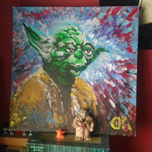 Star Wars Acrylic Painting Of Yoda Hobbies And Toys Stationery And Craft