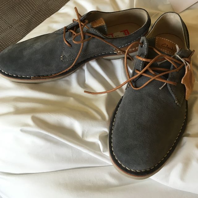 Clarks Blue Grey Smart Casual Shoes Suede Men S Fashion On