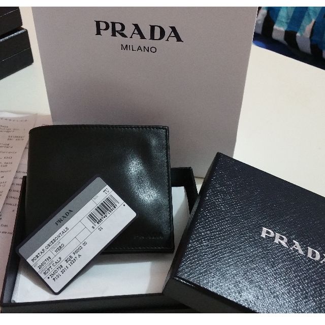 Prada Portaf. Orizzontale Nero Black Vitello Grain Leather Wallet