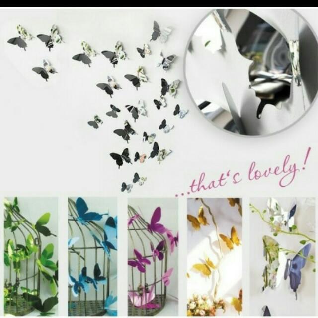 Wallpaper Dinding Kupu Kupu Cermin Hias Home Amp Furniture On