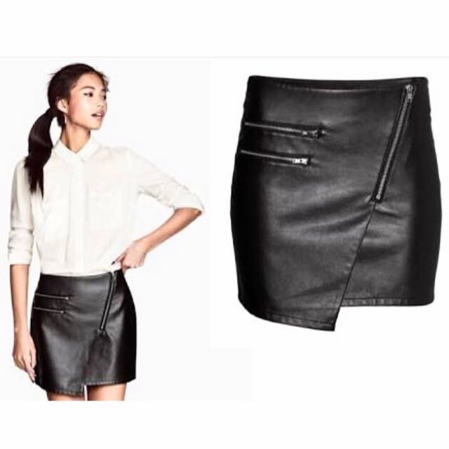 H M Leather Skirt Rok Kulit Rok Hnm Fesyen Wanita Pakaian Wanita Gaun Rok Di Carousell