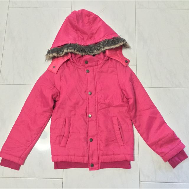 Pink Winter Jacket, Babies & Kids, Babies & Kids Fashion on Carousell