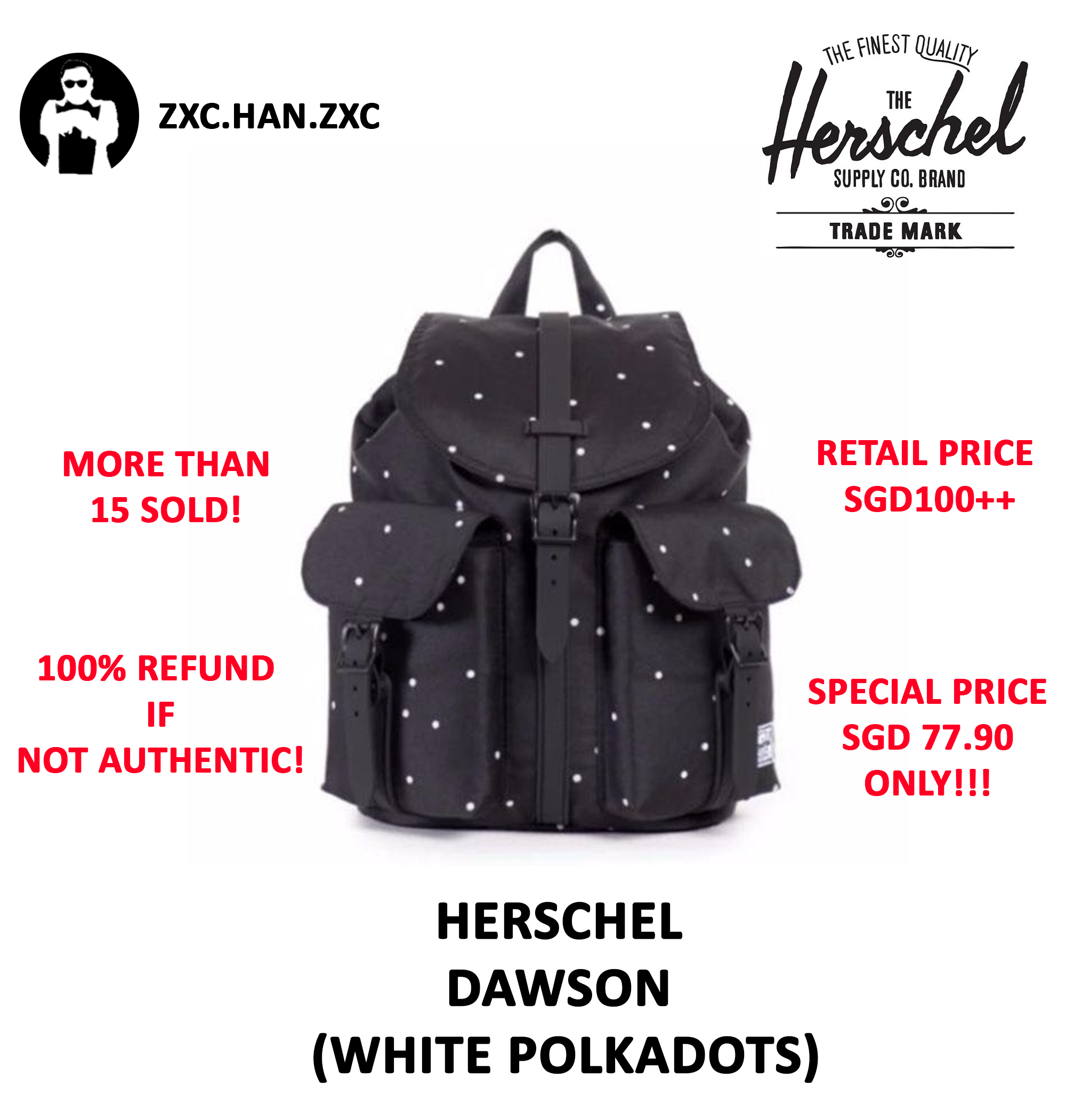 19 7 LAST PIECE Herschel Dawson Polkadots Design Women s Fashion Bags Wallets Wallets Card Holders on Carousell