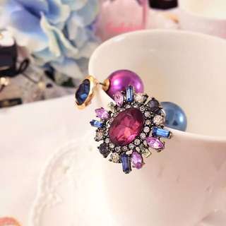 韓國米蘭花園奢華珠寶大力丸耳環 1色 耳針款