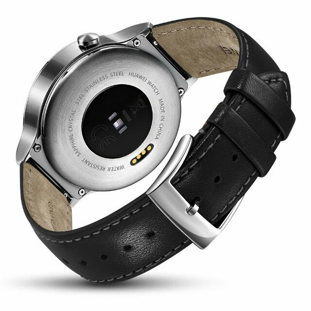 Huawei Smart Watch Stainless Steel with Black Suture Leather Strap