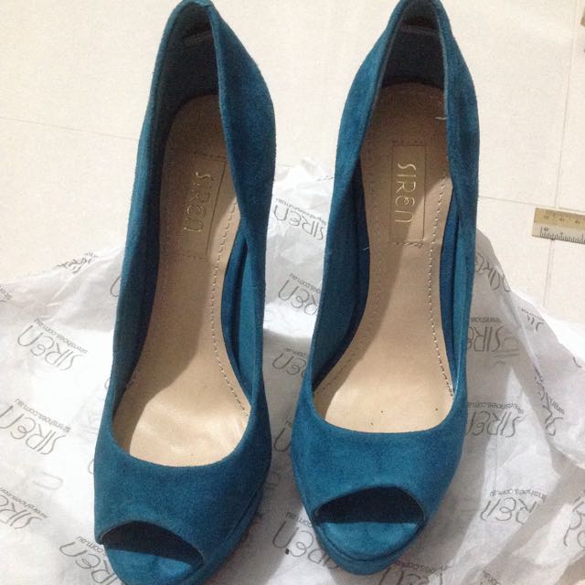 teal suede heels