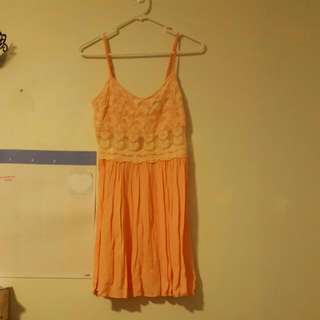 Topshop Peach Floral Lace Dress Sz 6