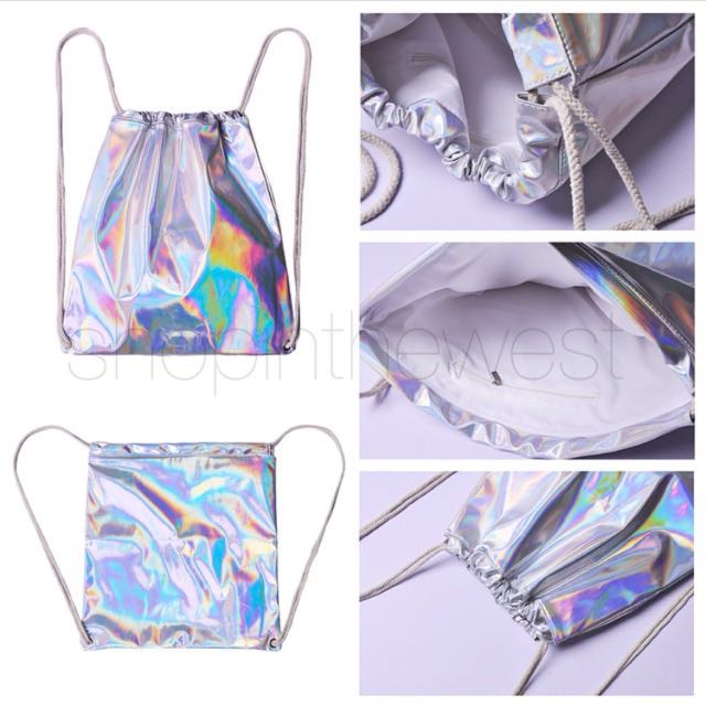 Holographic Drawing string Bag PENDING Women s Fashion Bags Wallets Cross body Bags on Carousell