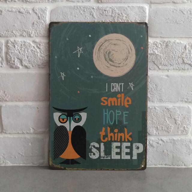 In Stock Vintage Metal Tin Wall Art Quote Typography Owl Furniture Home Decor On Carousell