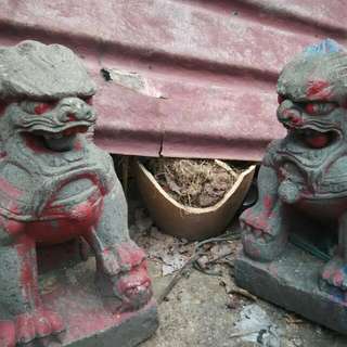 Pair Of Very Old Stone  Fu Dog
