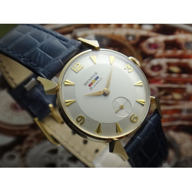 BENRUS VINTAGE 14K GOLD SUB SECOND MEN WATCH
