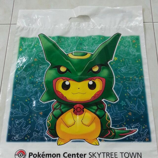 Campaign Pokemon Center Skytree Town Exclusive Opening Special Pikachu Rayquaza Poncho Plastic Bag Toys Games On Carousell