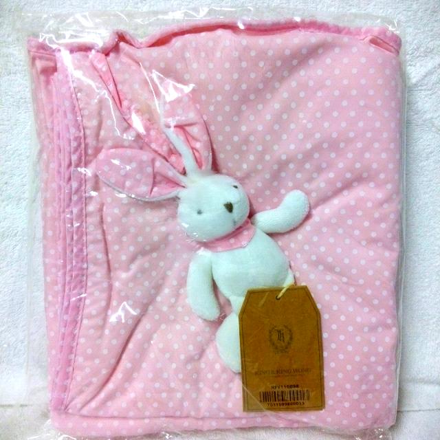 Little Pink Blue Bunny Rabbit Baby Comfort Blanket For New Baby