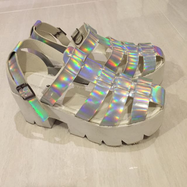 holographic platform shoes
