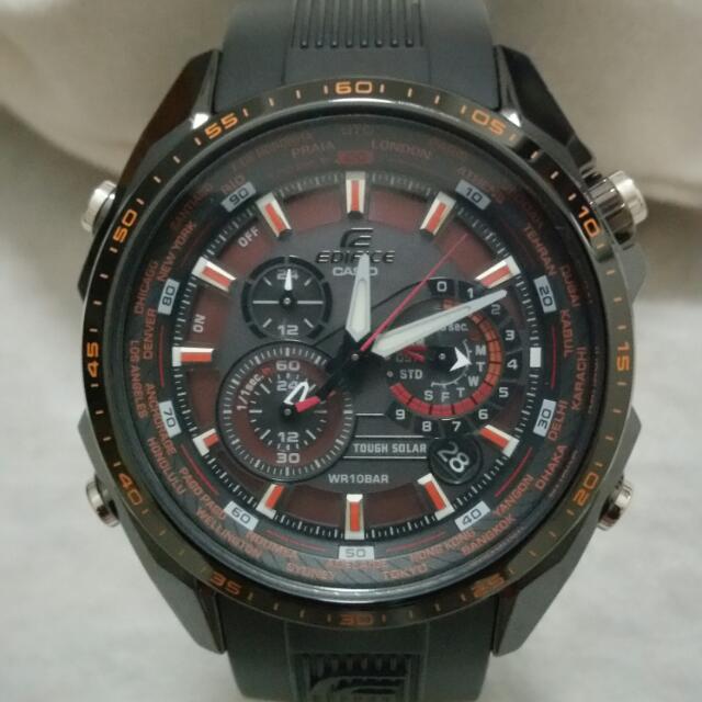 Very Rare CASIO Edifice Chronograph Solar Powered with World Time Auto Calendar