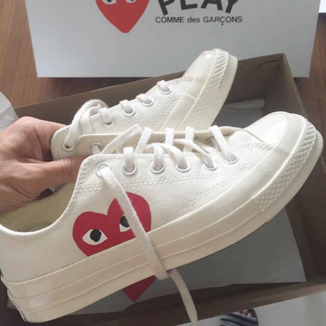 Cheapest SALE In Carousel. Comme Des Garcon CDG play All White Chuck Taylor All star Low sneaker shoes UK 6 Men s Fashion Footwear Sneakers on Carousell