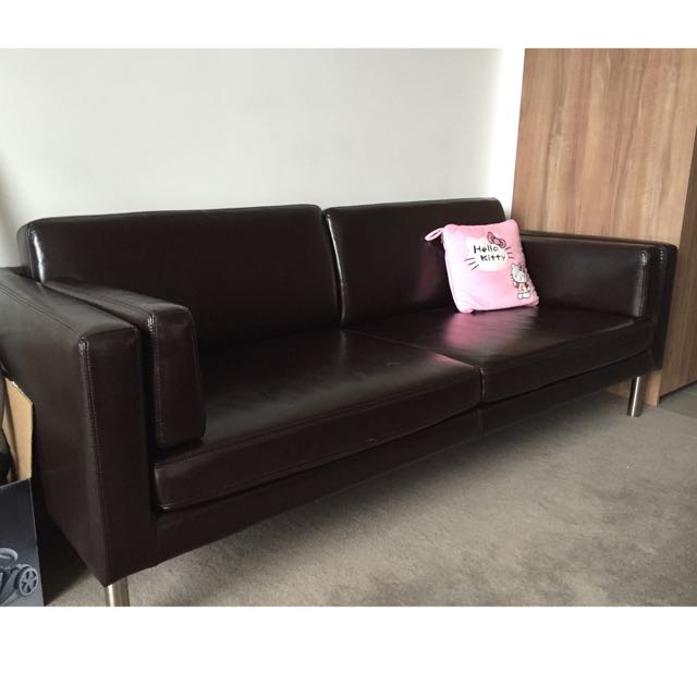 Ikea Sater 2 5 Seat Sofa Dark Brown Home Furniture On Carousell