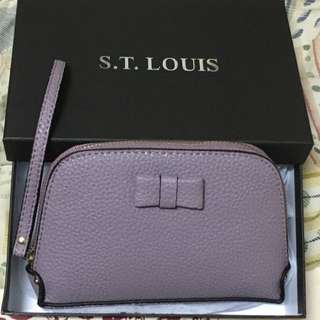 BNIB Violet Ribbon In Real Leather Pouch