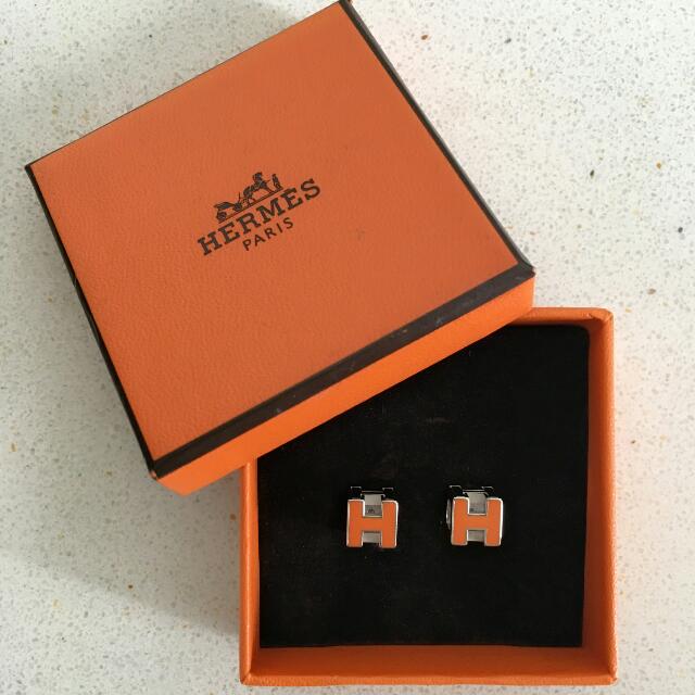 Hermes cage top h earrings