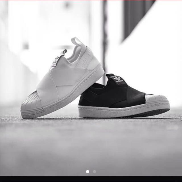 INSTOCK INSPIRED ADIDAS SUPERSTARS CRISS CROSS SLIP ONS WHITE