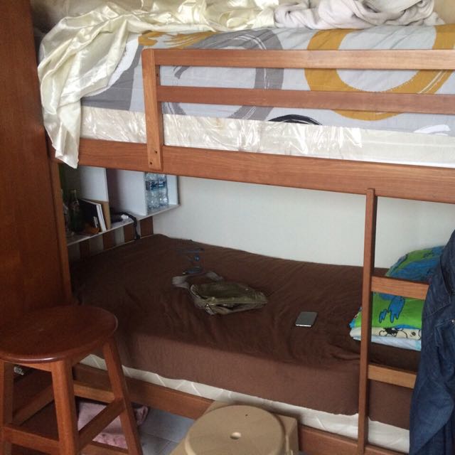 Solid Wood Double Decker Bed Frames (Category: Bed Frames & Mattresses) located in Singapore. Submitted by cosmodroid (Listing ID 59083726, Image 2). Description: .