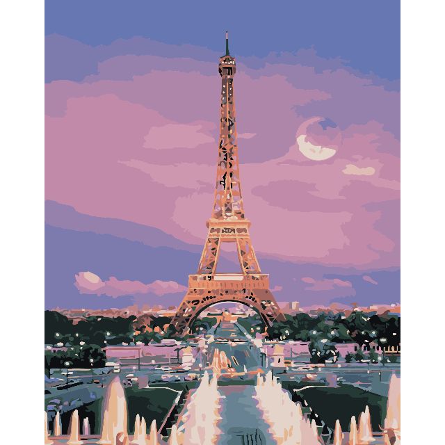 Acrylic Paint By Numbers Kit Canvas 50 40cm 8221 Moonlight Eiffel