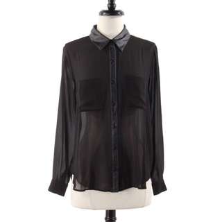 🆕FOREVER 21 Faux Leather Collared Top